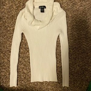 White cowl neck sweater size large